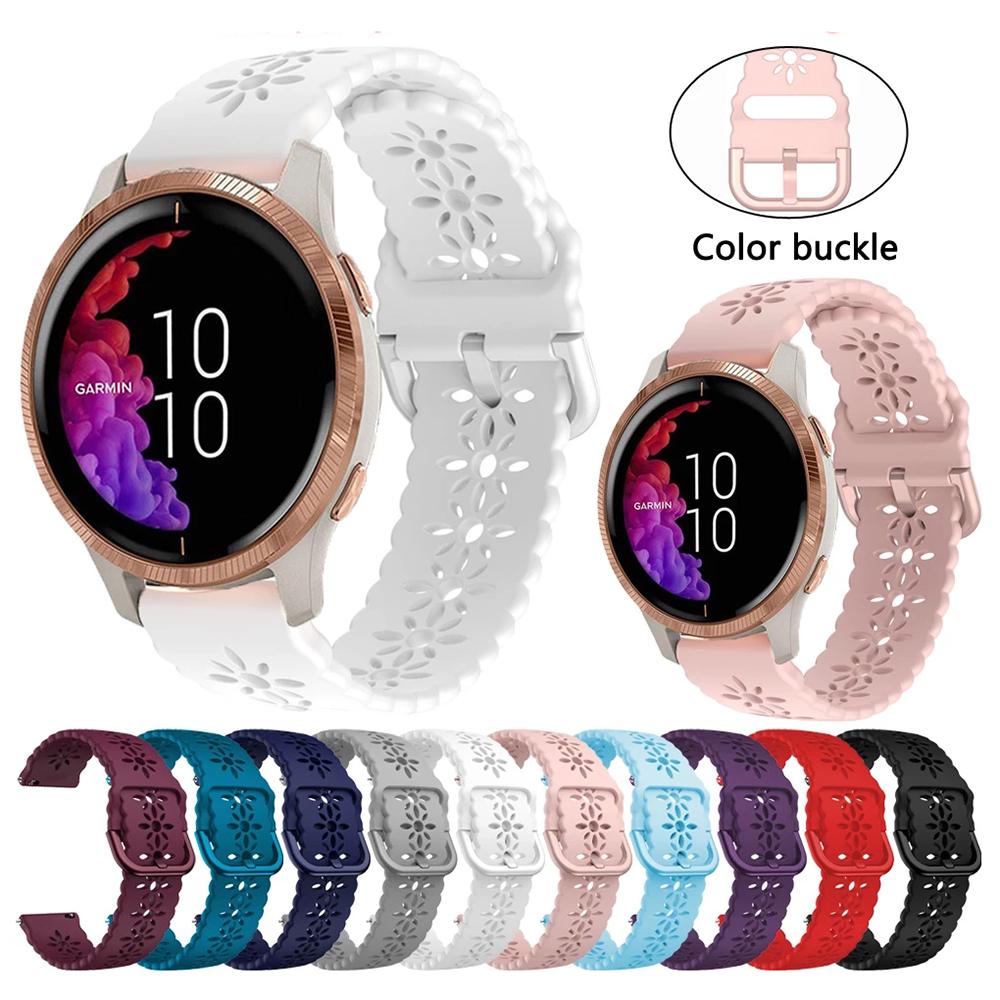 Ремешок для часов 20 мм 22 мм цветочный силиконовый ремешок для Samsung Galaxy Watch Series ремешок для часов Garmin Venu Vivoactive 5/4/3 Forerunner 165 245