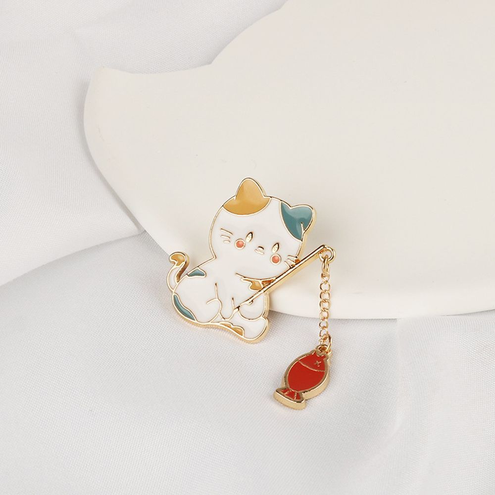 Accessories Funny Cats Friend Gift School Bag Badge Pin Cat Fishing Brooch Cat Brooch Enamel Brooch