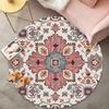 Ethnic Style Round Carpet - Sofa Loop Pile for Living Room, Cloakroom, or Office Chair Mat, Dirt-Resistant