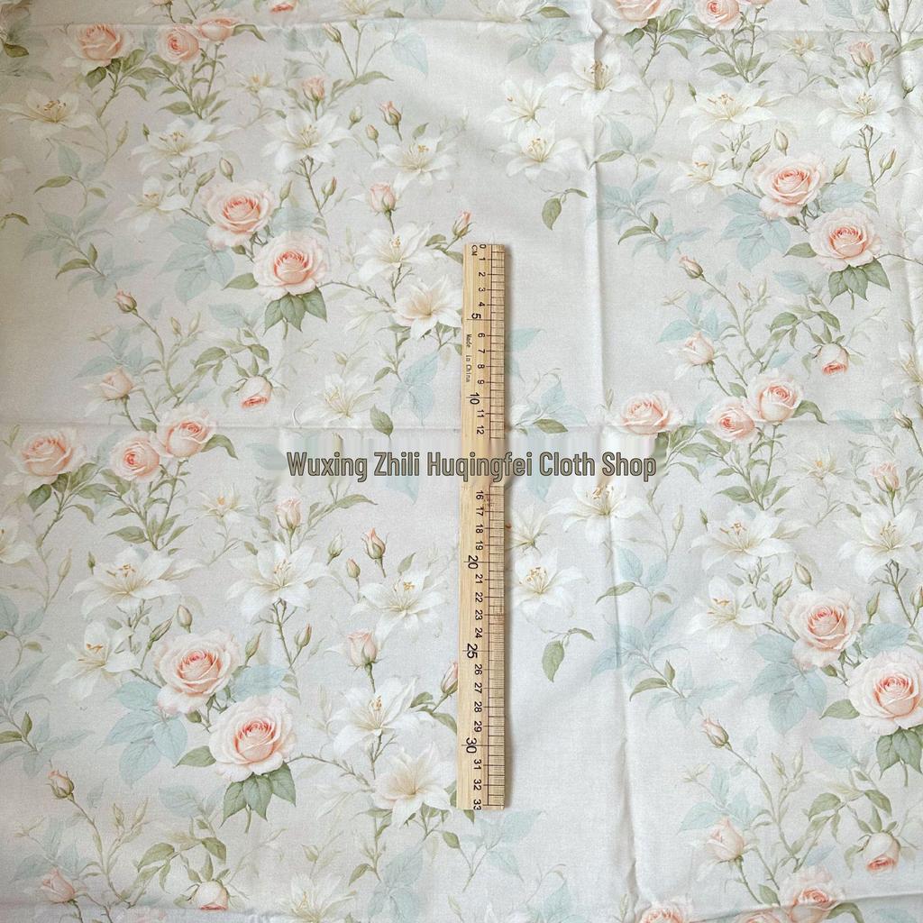 100% Cotton Digital Print Vintage Floral Fabric for Women's & Children's Dresses, Pajamas, Homewear, Bags