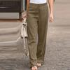 Женские повседневные свободные прямые брюки с эластичной талией однотонного цвета