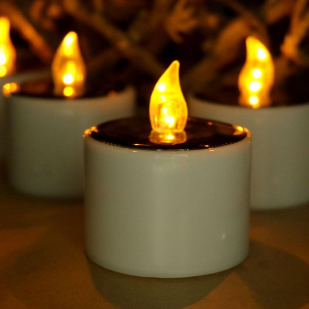 6pcs Warm White Candles Lights Solar Flickering Candles New Sensor Decor Lamp Garden Lighting