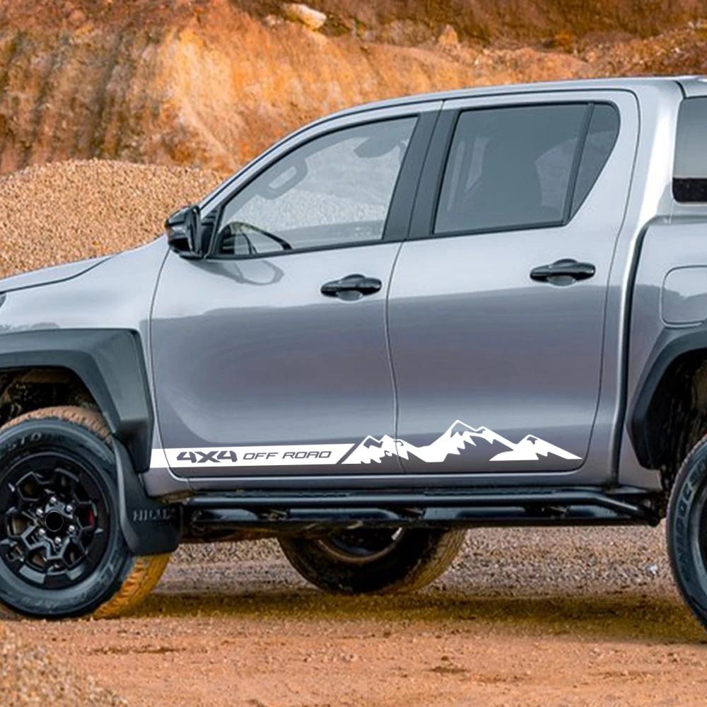 Креативная Графическая Внедорожная 4x4 Боковая Наклейка для Автомобиля Toyota Hilux, Декали в Виде Гоночной Полосы на Капот, Декорации для Внешнего Тюнинга