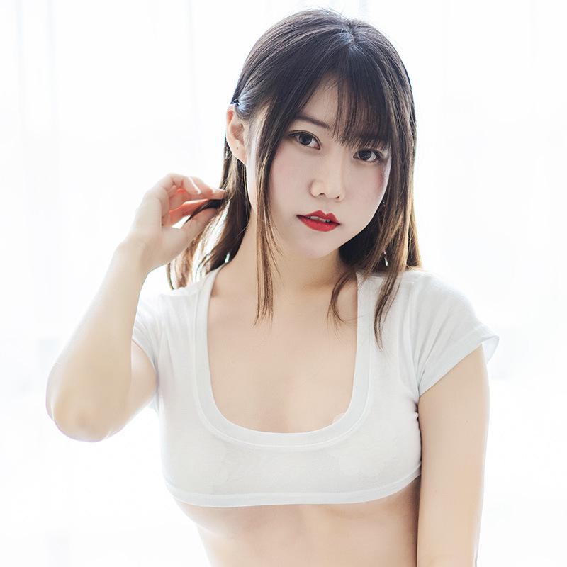 Женская хлопковая футболка с очень коротким рукавом и аниме-принтом