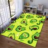 Green Avocado Cats Pattern Rug Non-slip rug suitable for living room and bedroom sofas.