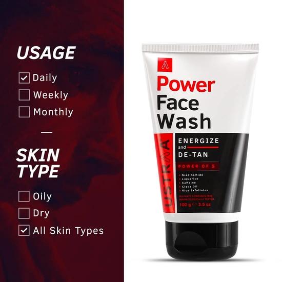 Ustraa Ночной крем - De-tan & Anti-aging - 50 г - Помогает удалить загар | с ниацинамидом и экстрактом солодки и мощным средством для умывания лица - 100 г
