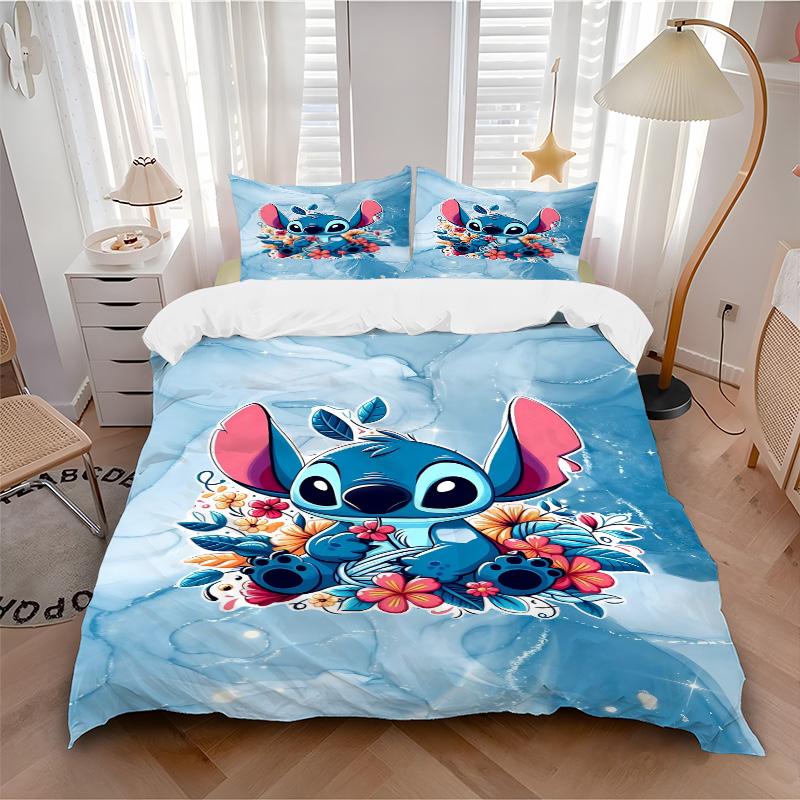 Stitch'S Floral Fantasy Print 3Pcs Bedding Setduvet Cover With 2 Bedropillowcase Home Birthday Gift