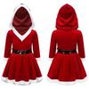 Girls Christmas Velvet Dress Long Sleeve White Edge Tulle Underskirt Belted Design Holiday Party Gown
