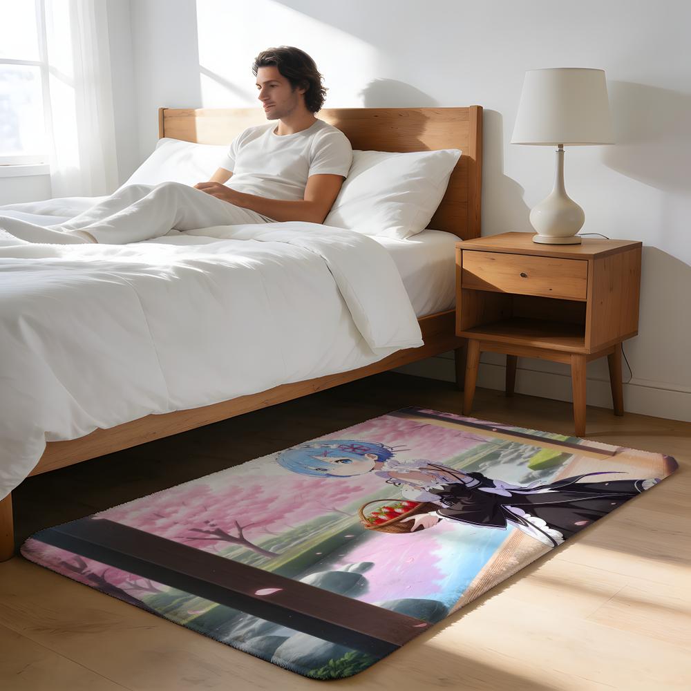 Floor Mat Soft Flannel Rug Non-Slip Absorbent Mat for Bathroom Bedroom Home Decor Anime R-ReZ-ZeroS