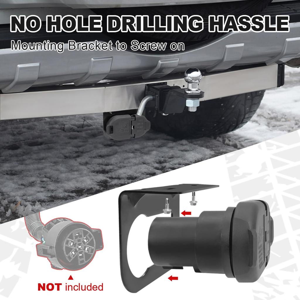 NeaLia Premium and Trailer Round Trailer Socket with Flat Replacement Truck Plug for Towing Pickup Hitch Wiring 7-Pin 4-Pin Connector, 7-Blade