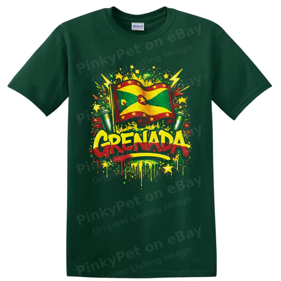 Grenada Flag T Shirt Caribbean Pride Red Green Yellow Graphic Island Tee Gift