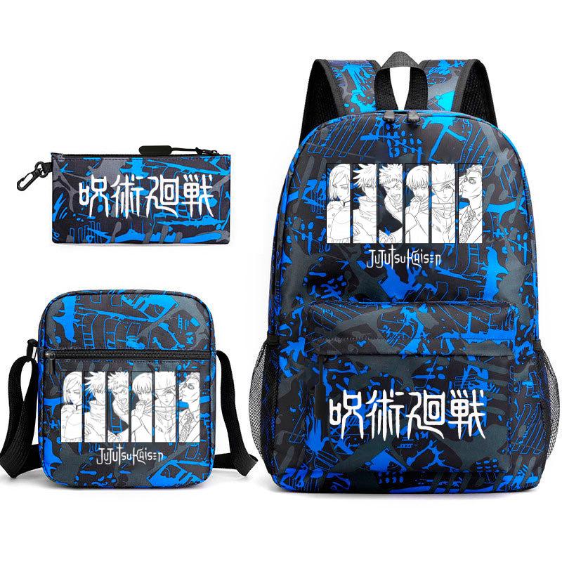 Teen Animation Backpack Elementary School Student Fashion School Bag Three-piece Set