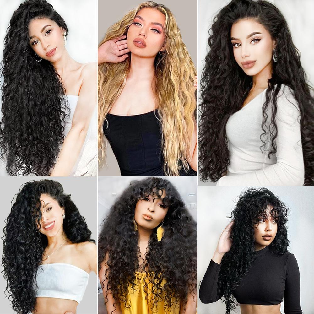 MISS WIG Синтетические заколки для волос, 6 шт., длинные вьющиеся толстые шиньоны, парик для женщин, наращивание волос на всю голову, шиньоны