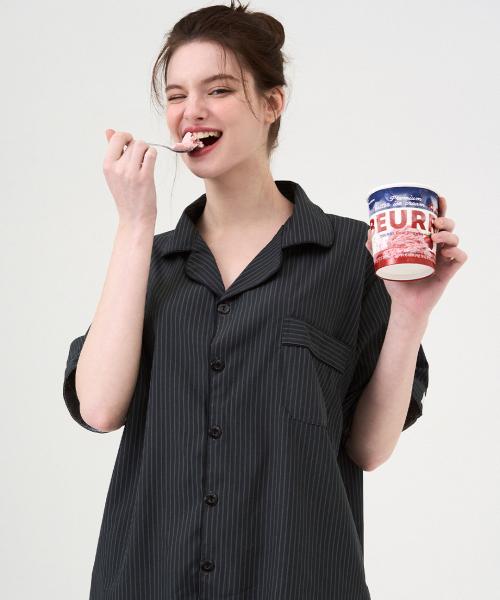 [Dossy] Современный короткий пижамный комплект с коротким рукавом Silk-Fit + Вафельные комнатные тапочки [Отправка из Кореи] 100% Оригинал