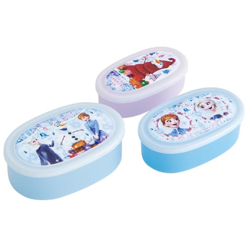 Skater Lunch Box Seal Container Storage Container Made in Japan (Large 400ml, Medium 280ml, Small 180ml) Set of 3 Ag+ Antibacterial Disney Frozen 24 G