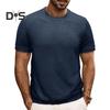 Летние мужские топы, трикотажные, с круглым вырезом, короткими рукавами, однотонные, ребристые, эластичные футболки, облегающие, пуловеры, повседневная одежда