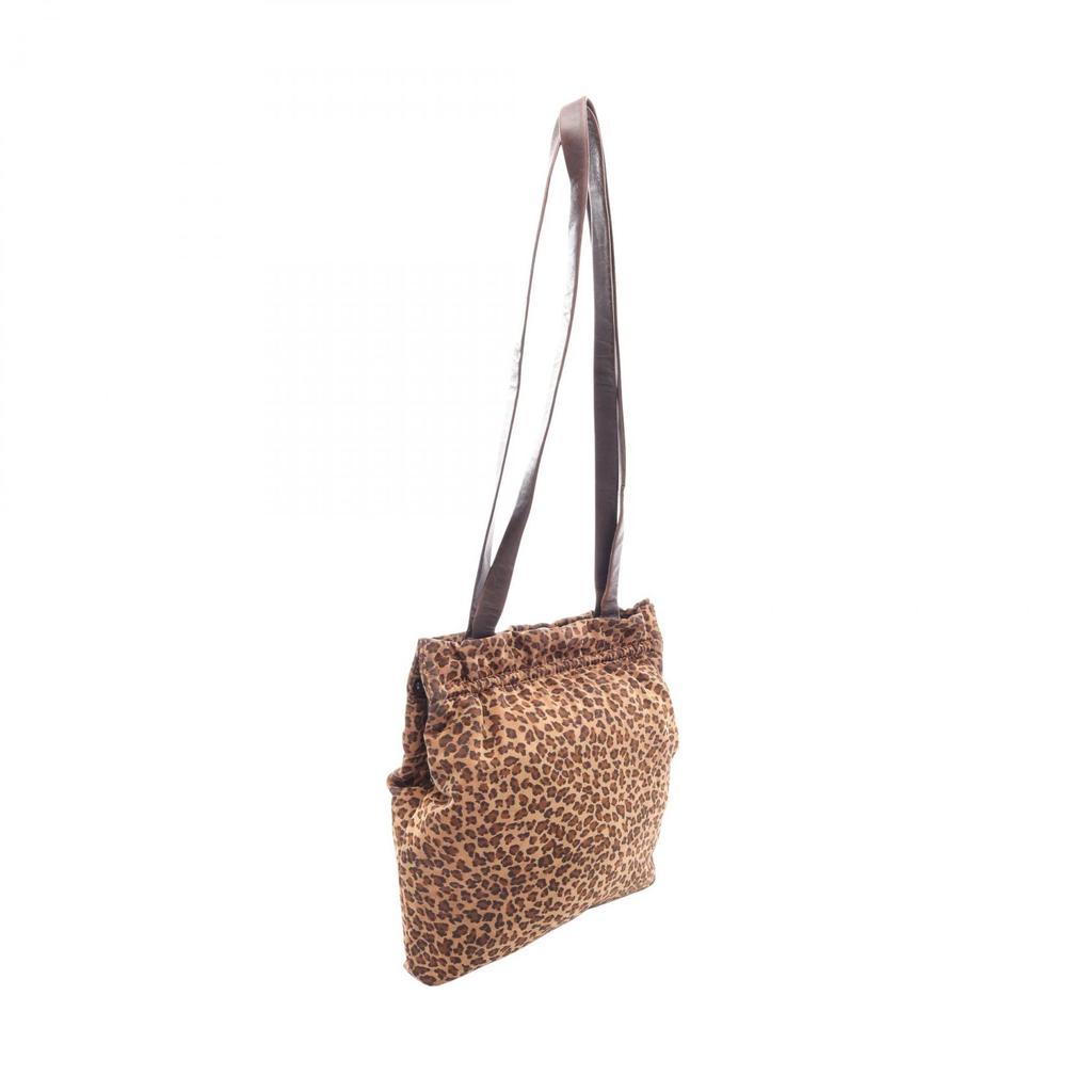 Used BOTTEGA VENETA Leopard Shoulder Bag 903468 Nylon leather Brown Used Women