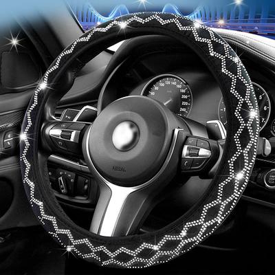 Универсальный чехол на руль со стразами 38 см, сверкающий автомобильный дышащий противоскользящий чехол на руль с кристаллами и бриллиантами