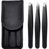CNK  Wholesale  Stainless Steel Black Eyebrow Tweezer with Slant and Flat Point Beauty Tools for Eyebrows & Ingrown Hair Removal