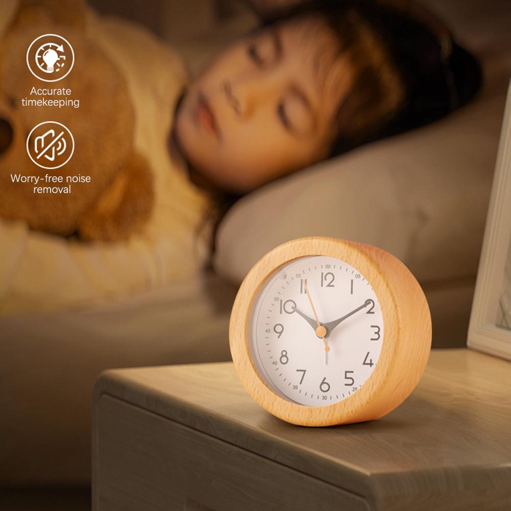 Простой Деревянный Аналоговый Будильник Бесшумные Настольные Часы с Ночной Подсветкой Стильный Домашний Декор Очень Громкий Офис Кухня Столешница