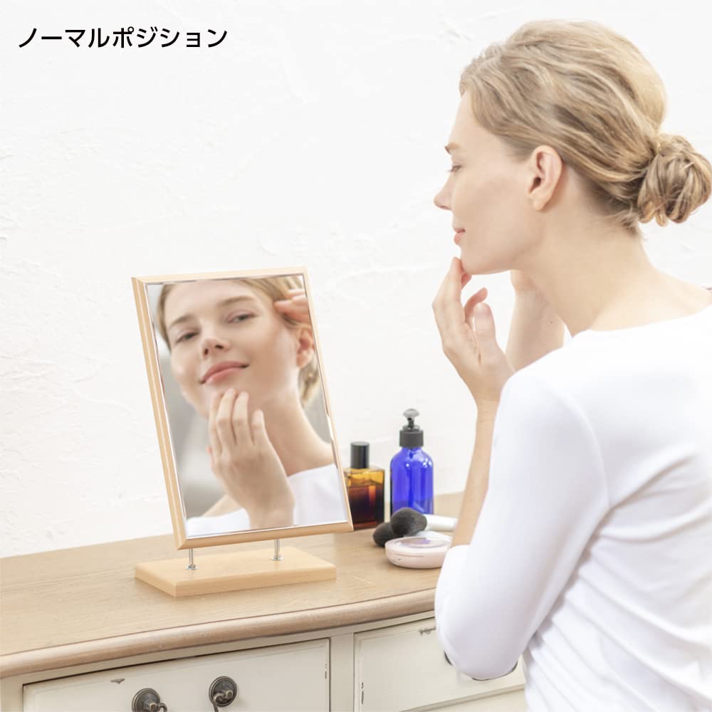 HORIUCHI MIRROR 2-стороннее зеркало на деревянной подставке, регулируемое по углу и высоте, зеркало для макияжа, элемент интерьера, подарок на день рождения