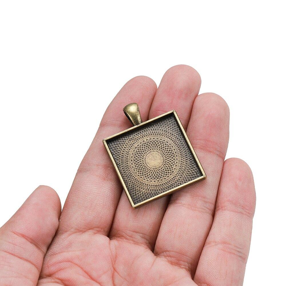 5 шт./лот 25 мм квадратные кабошоны, основы, подвесные рамки, лотки, подходят для стеклянного кабошона 25 мм, изготовление ожерелья своими руками