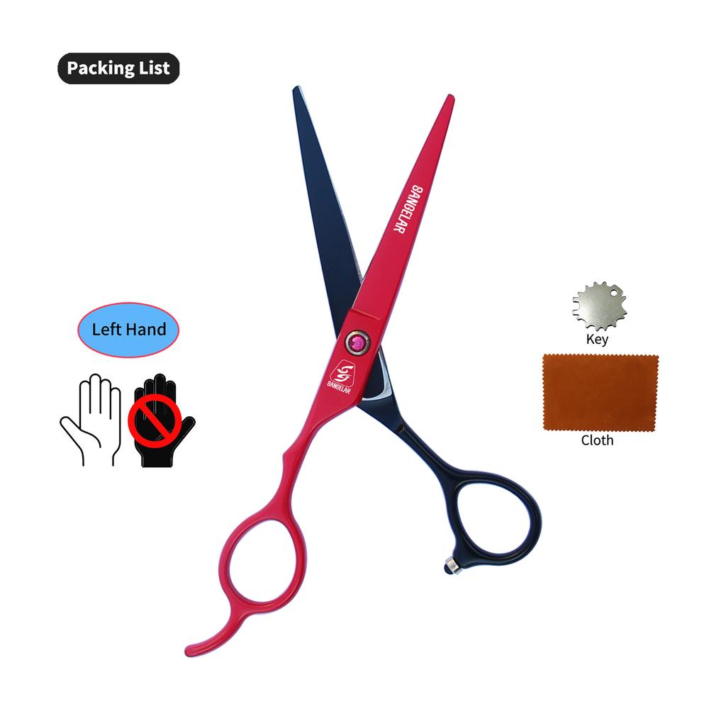 SANGELAR 6 Inch Left-handed Professional Hair Scissors, Magical for Girls' Hair Trimming,Dog Grooming Scissors Can Be Used As Pet Styling Tool