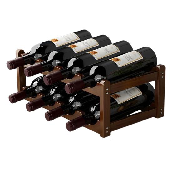 Bamboo Wine Rack Holder Bar Cabinets Stackable Storage Cube Tabletop for Champagne