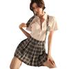Fun Underwear Plaid Senior Sister Pure Desire Pleated Short Skirt Cute College Style Pure Desire Passion Open Suit