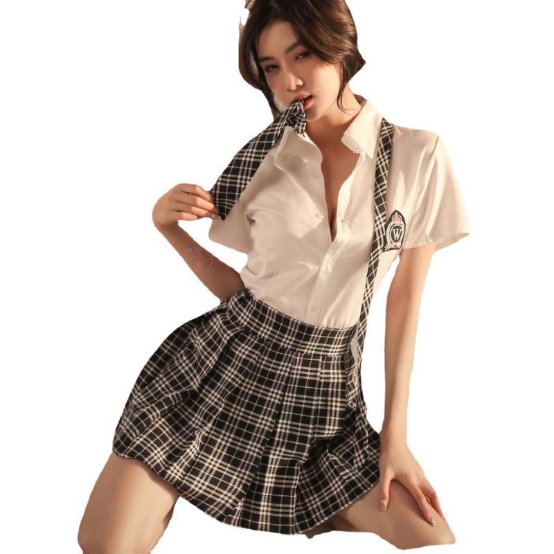 Fun Underwear Plaid Senior Sister Pure Desire Pleated Short Skirt Cute College Style Pure Desire Passion Open Suit