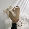 Elegant Soft Woven Bucket Bag For Women Casual Summer Style Shoulder Handbag In Khaki Red And Colorful