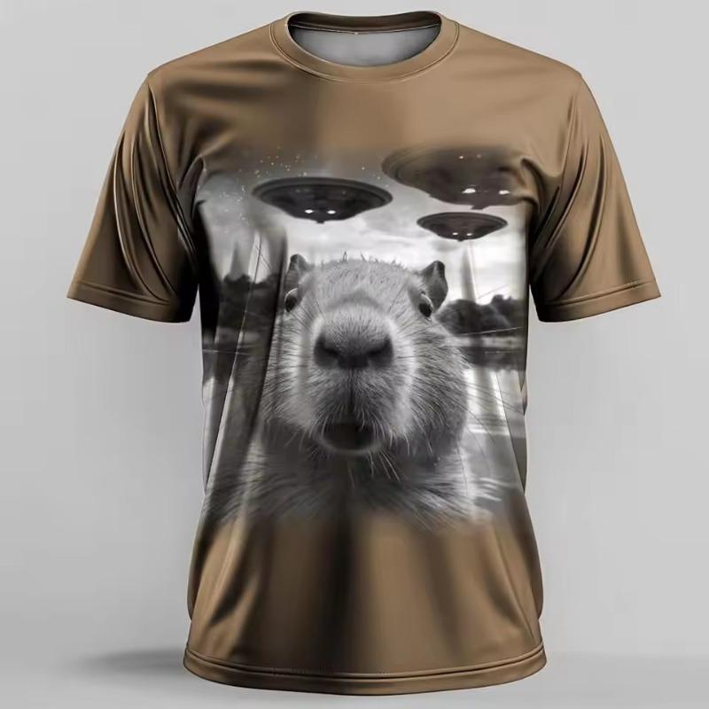 Мужская футболка с принтом 3D Animal Mouse, летняя мода, повседневная, для спорта на открытом воздухе, для фитнеса, с круглым вырезом и короткими рукавами, мужская рубашка, одежда