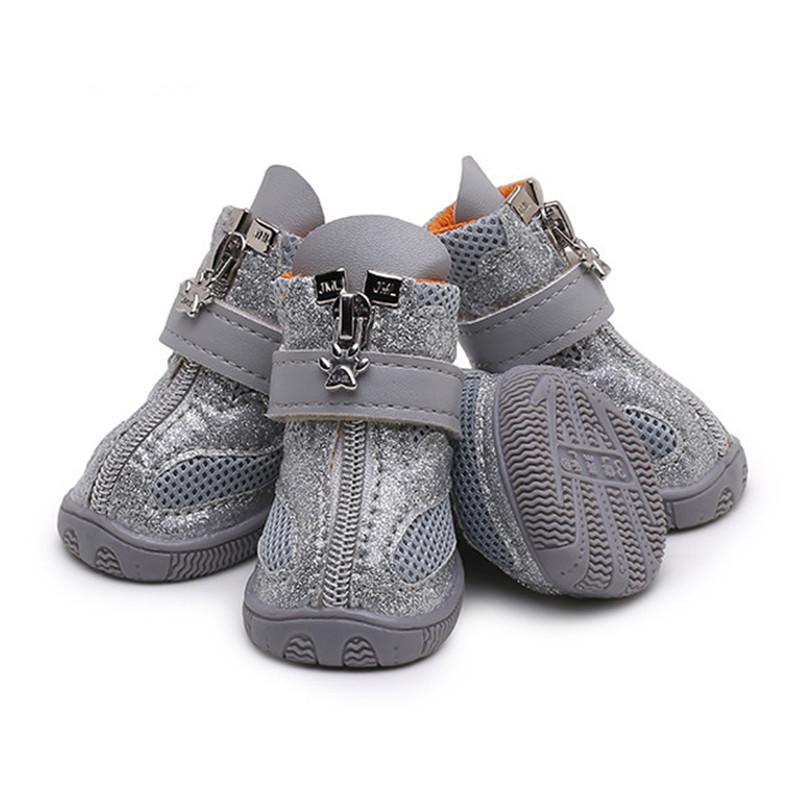 Блестящие весенне-летние туфли для домашних собак, дышащие сетчатые ботинки для собак, нескользящие туфли для маленьких собак, сандалии для щенков