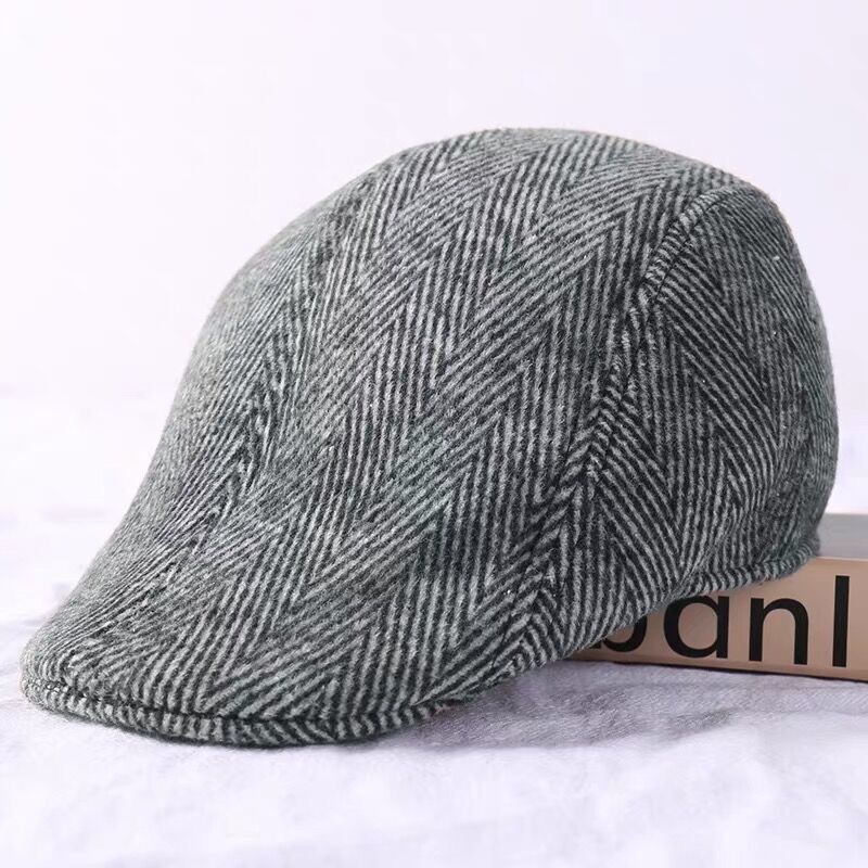 Middle-Aged And Elderly Woolen Baseball Cap Men'S Winter Casual Thickened Warm Cotton Hat Outdoor Riding Cap
