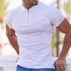 Мужские рубашки поло, повседневные облегающие рубашки для тренировок, с молнией на четверть, базовые дышащие шорты с короткими рукавами, рубашки для гольфа для мужчин, летние футболки с воротником