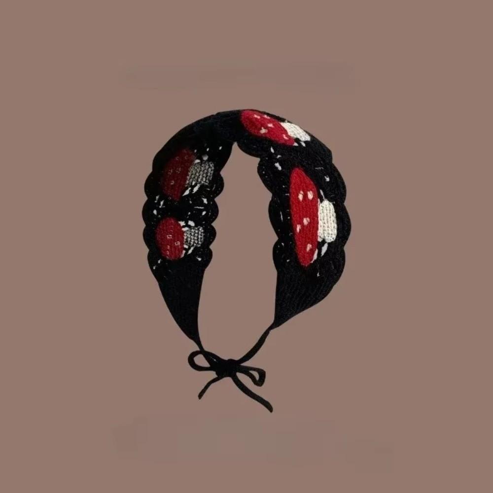 Knit Fabric Crochet Hair Bands Cartoon Design Hair Scarf Mushroom Hair Bands Holiday Season