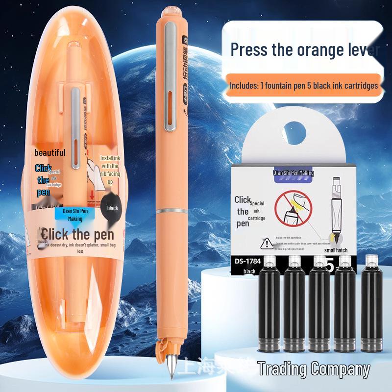 Dotstone Time Capsule Fountain Pen for Students - Replaceable Ink Cartridge, Beginner Calligraphy, Model DS-784