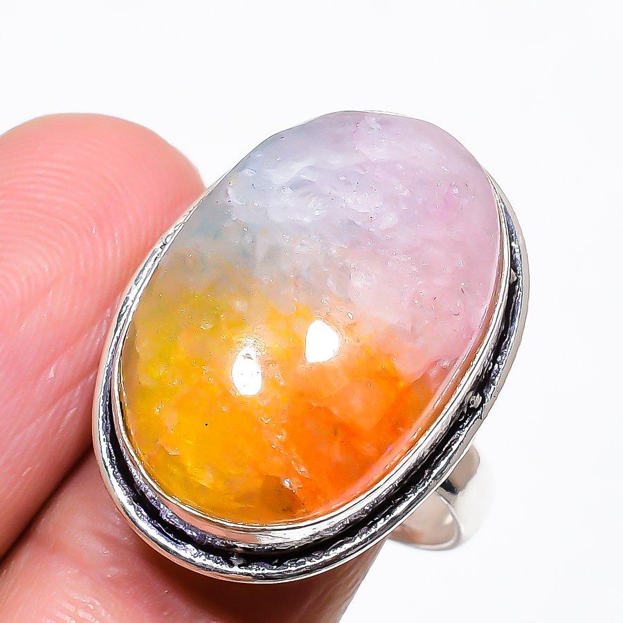 Rainbow Solar Quartz Gemstone 925 Sterling Silver Jewelry Ring Size 10 KJ-558