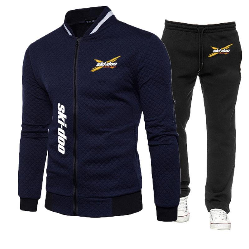 2023 New Spring Autumn Ski Doo Can-am Logo Print Slim-Fit Round Neck Zipper Jacket+Solid Color Sweatpants Comfortable Trendy Set
