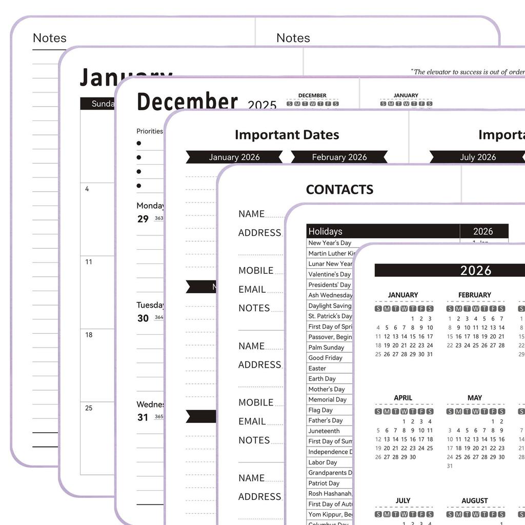 В наличии 2026 Английский еженедельник-дневник 24K