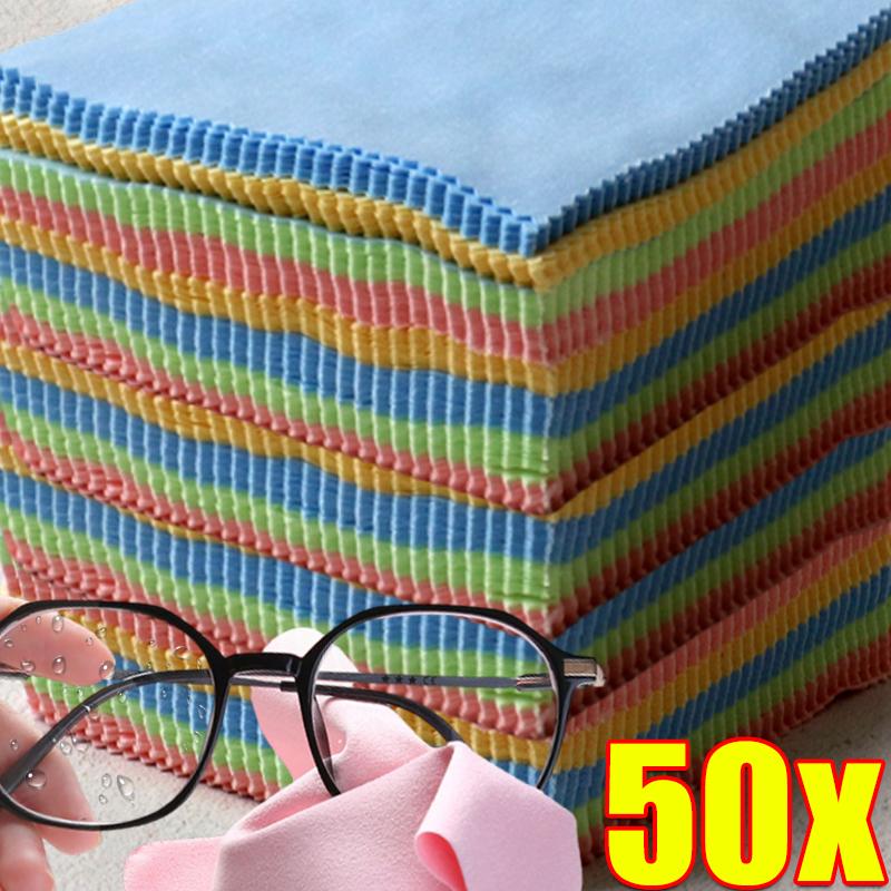 10-100 шт. Мягкая замшевая салфетка для чистки очков, микрофибра, чистящая ткань для линз, одежды, экрана телефона, салфетки-очистители