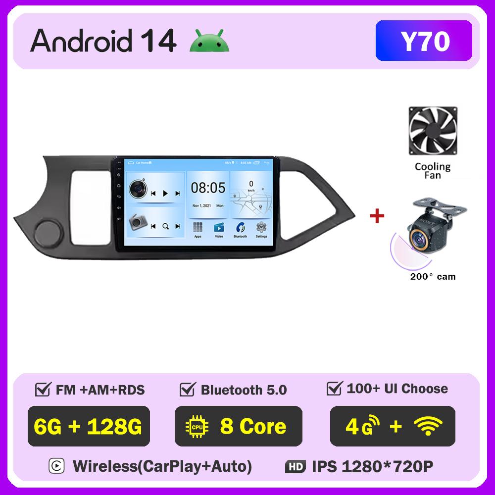 2din Android 15 Carplay autoradio Multimidia lecteur vidéo pour KIA PICANTO matin 2011-2016 Navigation GPS IPS unité principale