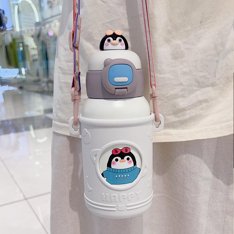 Термос-чашка с трубочкой из пищевой стали марки 316 для детей — идеально подходит для учеников начальной школы, мальчиков и девочек