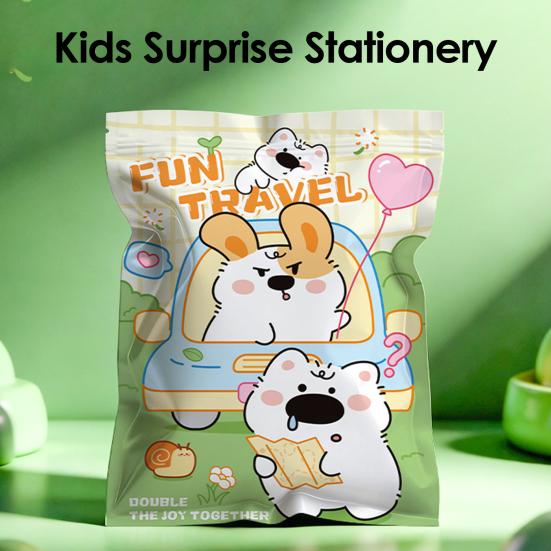 Mystery Stationery Journaling Gift Set in Bag Creative Lucky Box for Kids Students Fun Reward Pack with Stickers Pens Classroom Prize Birthday
