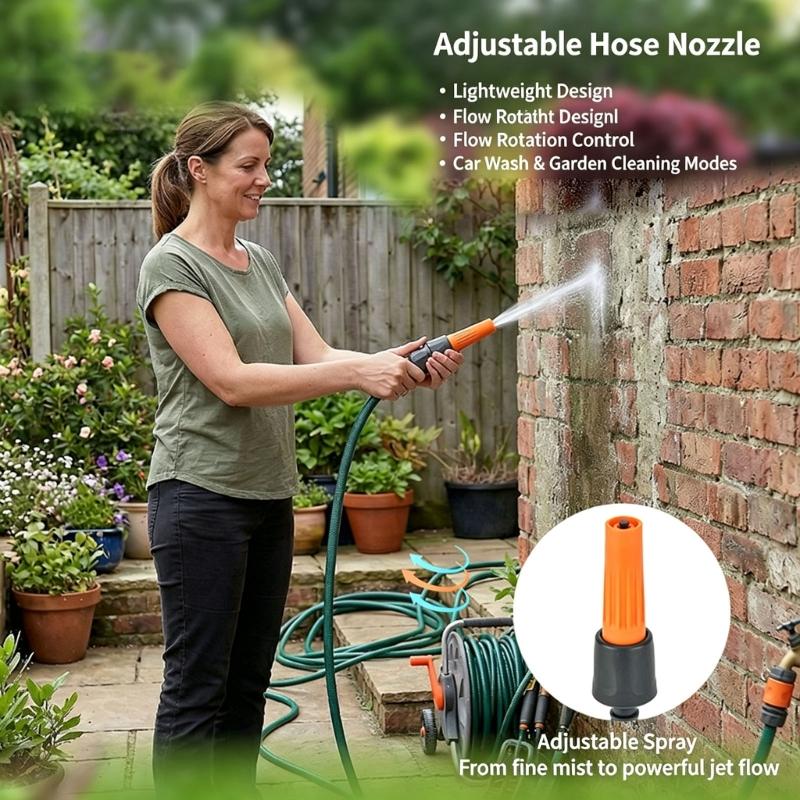 Light Plastic Irrigation Water Hose Nozzle with Concentrated Straight Stream, Handheld Sprayer for Container Gardens, Patios, and Vehicle Exteriors