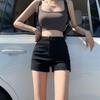 Черные джинсовые шорты с высокой посадкой и стрейчем для женщин 2025 - Облегающие летние шорты