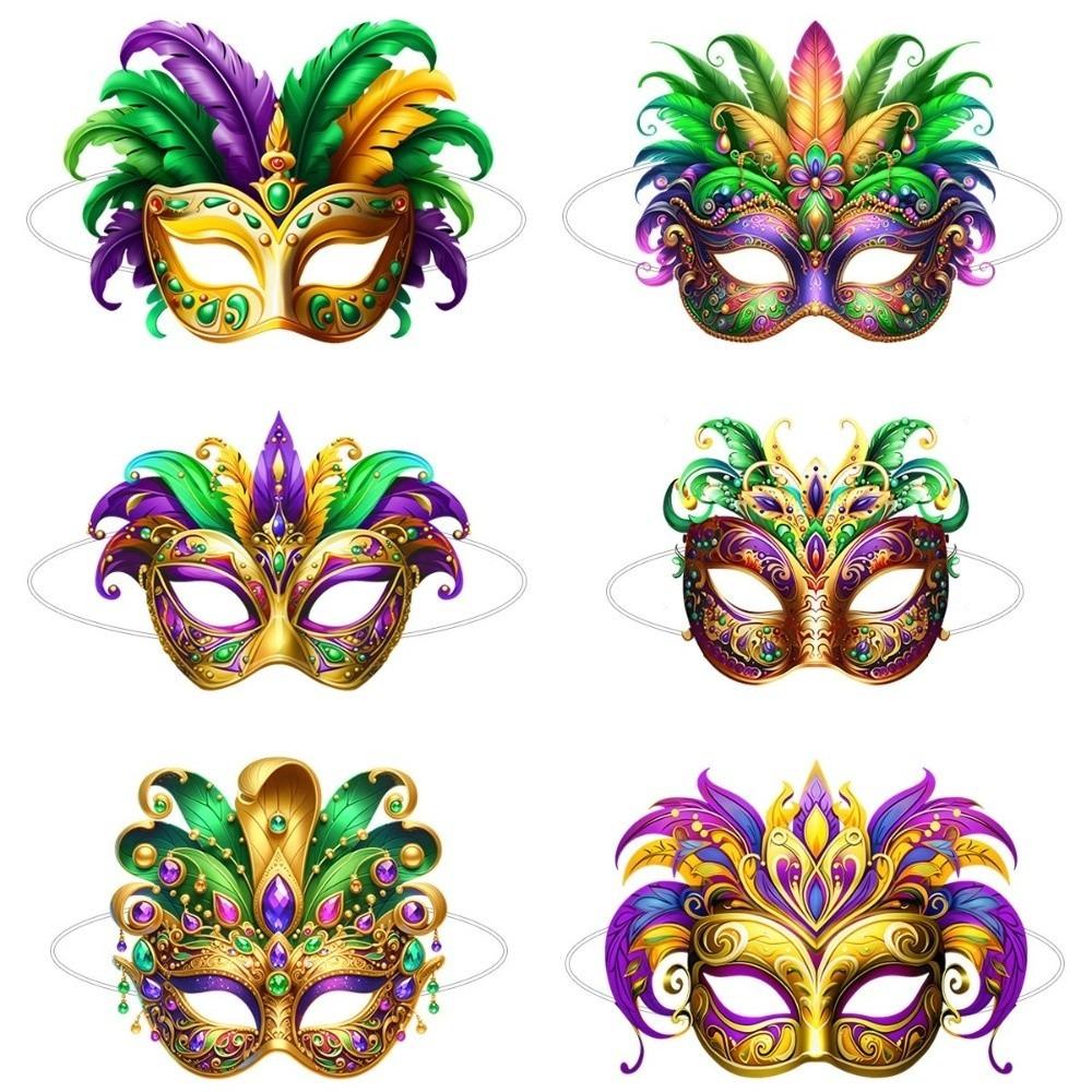 6Pcs Brazilian Carnival Carnival Masquerade Mask DIY Half Face Mask Eye Mask  Party Makeup Ball