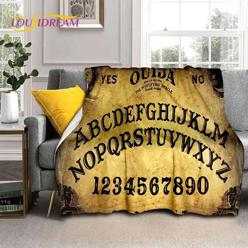 Gothic Ouija Tarot Witchcraft Horror Skull Blanket,Flannel Throw Blanket for Halloween Bedroom Bed Sofa Picnic Hiking Cover Gift