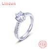 Lindon Classic 925 Sterling Silver Zircon Ring Ladies Jewelry Wedding Promise Party Gift