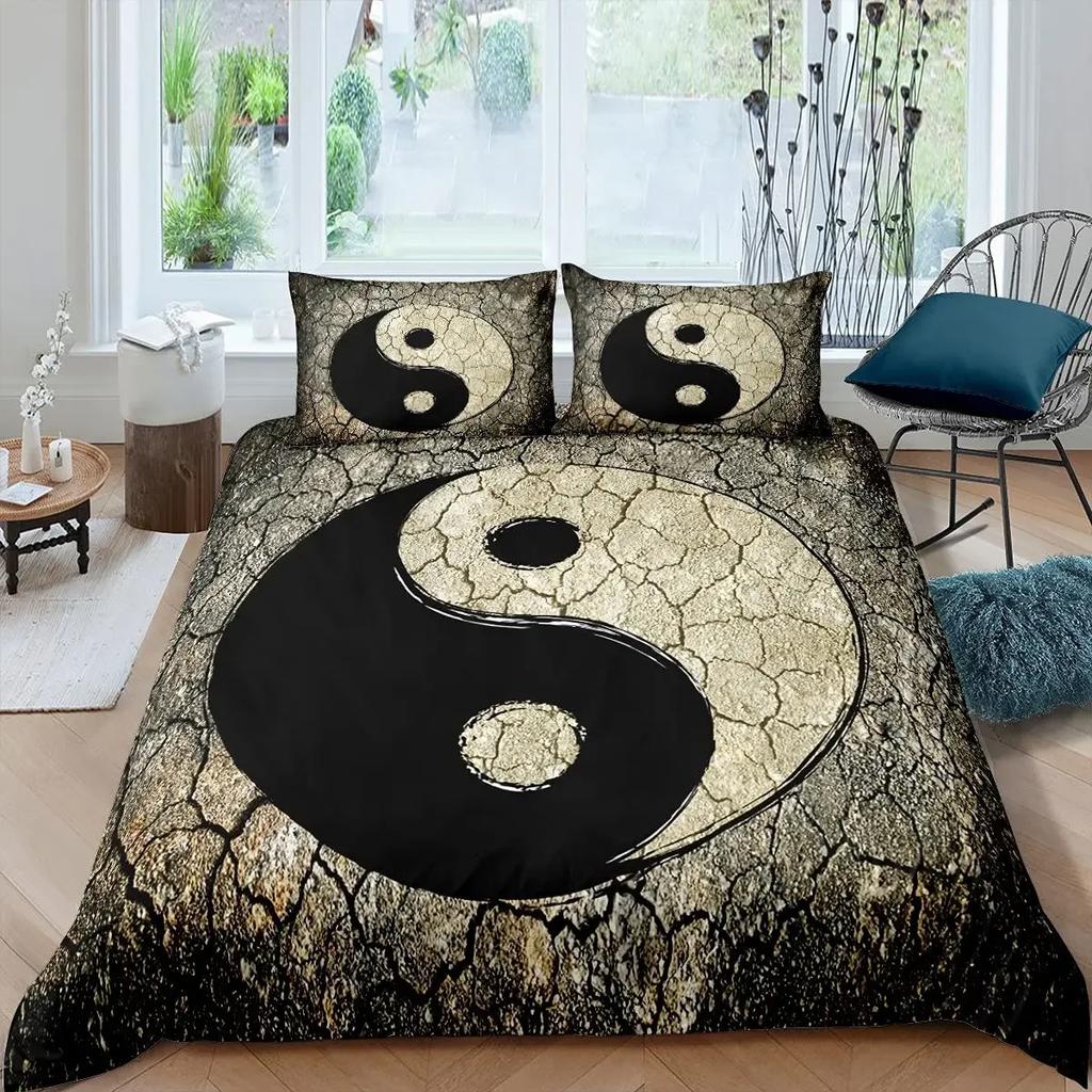 Комплект пододеяльников Инь-Ян в стиле бохо Trippy Art Twin Одеяло Gossip Traditional Ying Yang Theme King Size Полиэстеровое одеяло